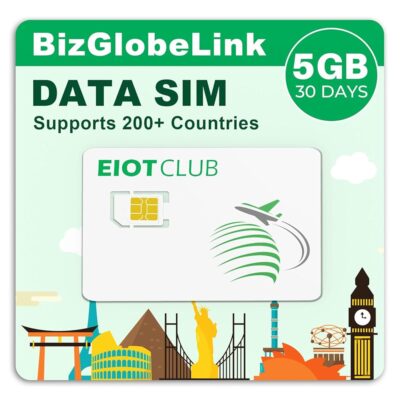 EIOTCLUB International Data SIM Card, 5G/4G LTE SIM Card, Prepaid Data Service, 5GB for 30 Days, International Roaming Coverage Network, No Contract 3-in-1 SIM Card for Portable…