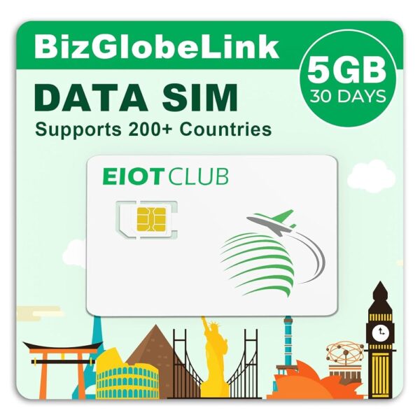 EIOTCLUB International Data SIM Card, 5G/4G LTE SIM Card, Prepaid Data Service, 5GB for 30 Days, International Roaming Coverage Network, No Contract 3-in-1 SIM Card for Portable...