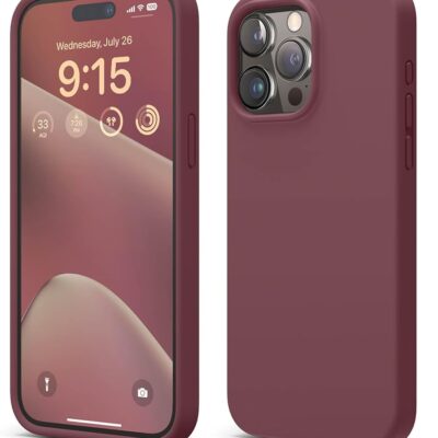 elago Liquid Silicone Case Compatible with iPhone 15 Pro Max, Premium Silicone, Full Body Protection Case [4-Layer Anti-Shock Structure], Soft Microfiber Lining Burgundy