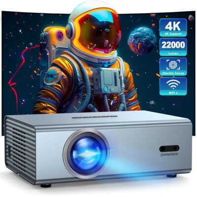 [Electric Focus]4K Projector with WiFi6 and Bluetooth 5.3, 22000L Outside Video Movie Projectors, OWNKNEW Outdoor Gaming Projector, Support Auto Keystone Correction for Phone