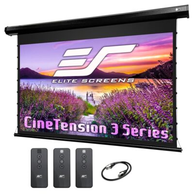 Elite Projector CineTension 3 Projector Screen, 135-inch 16:9, Indoor Electric Motorized Home Theater Automatic Front Projection Movie Office Presentations, TE135HW3| US Based…