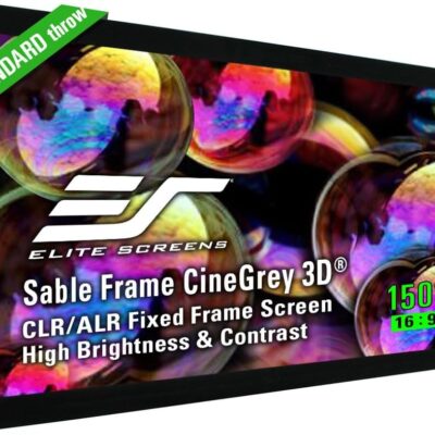 Elite Screens 150 inch CLR and ALR Projector Screen 16:9 4K, Standard Throw Projection Screen, Fixed Frame Projector Screen Grey, Indoor Movie Screen Home Theater – Sable Frame…