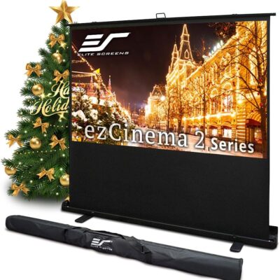 Elite Screens ezCinema 2 Projector Screen, 84-inch 16:9, Manual Floor Pull Up Scissor Backed Portable Home Office Classroom Front Projection + Carrying Bag | US Based Company…