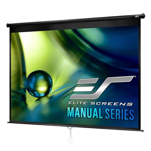 Elite Screens Manual Series, 100-INCH 4:3, Pull Down Manual Projector Screen with AUTO LOCK, Movie Home Theater 8K / 4K Ultra HD 3D Ready, 2-YEAR WARRANTY, M100UWV1, 4:3, black