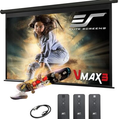 Elite Screens VMAX 3, 125-INCH Projector Screen Motorized, GreenGuard Material, Movie Gaming Presentation, VMAX125UWH3