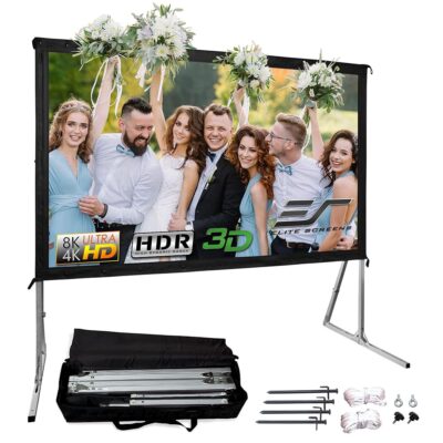 Elite Screens Yard Master 2, 90-inch Indoor Outdoor Portable Fast Folding Projector Screen w/ Stand 16:9, 8K 4K Ultra HD 3D Movie Theater Rear Projection , OMS90HR3 -US Based…