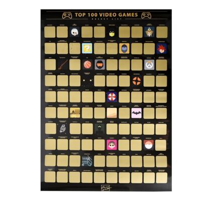 Enno Vatti Top 100 Video Games Bucket List Scratch Poster – Modern Design Scratch Off Cards – Fresh Illustrations of 100 Bucket List for Video Game Enthusiasts – Gift for Video…