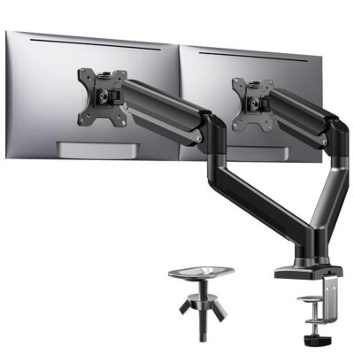 ErGear Dual Monitor Mount up to 32 inches Screen, Max 22 lbs Each Arm, Adjustable Dual Monitor Stand, Sturdy Steel Dual Monitor Arm with 180° Swivel, Tilt, 360° Rotation for…