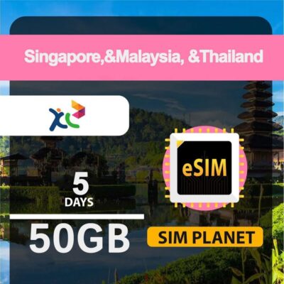 Esim QR Code Singapore Malaysia Thailand sim Card High-Speed Data for Prepaid Plan 5 Days 50GB