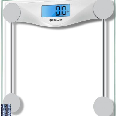 Etekcity Digital Body Weight Bathroom Scale, Large Blue LCD Backlight Display, High Precision Measurements,6mm Tempered Glass, 400 Pounds