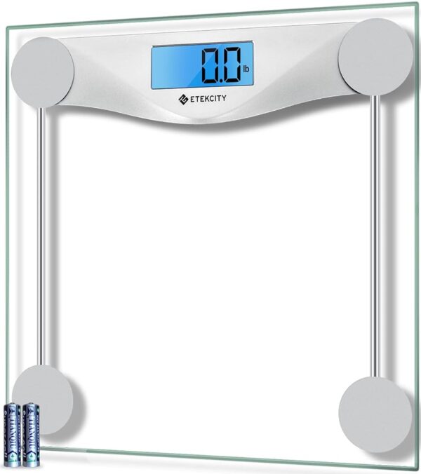 Etekcity Digital Body Weight Bathroom Scale, Large Blue LCD Backlight Display, High Precision Measurements,6mm Tempered Glass, 400 Pounds