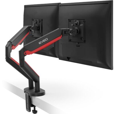 EVEO Premium Dual Monitor Mount 14-32” Dual Monitor Stand Vesa Bracket Adjustable Height Gas Spring Monitor Stand for Screen Full Motion Dual Monitor Arm-Computer Monitor Stand…