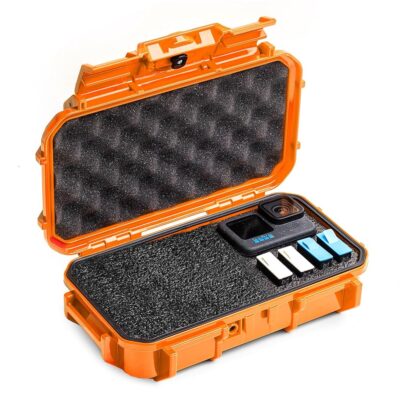 Evergreen ToughBox Tech Organizer – For Camera, Cables, Hard Drives, Compatible with GoPro etc. (Medium, PROFoam, Orange)