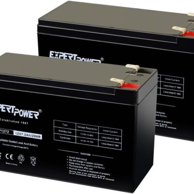 ExpertPower® 12V 7.2AH Sealed Lead Acid (SLA) Rechargeable Battery for Security Alarm System With F2 Terminals || EXP1272 || 2 Pack