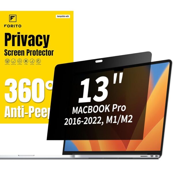 F FORITO 360° Privacy Screen Protector Compatible with MacBook Pro 13 inch (2016, 2017, 2018, 2019, 2020, 2021, 2022, M1, M2), Anti Peeping, Anti Glare and Scratch Resistant...