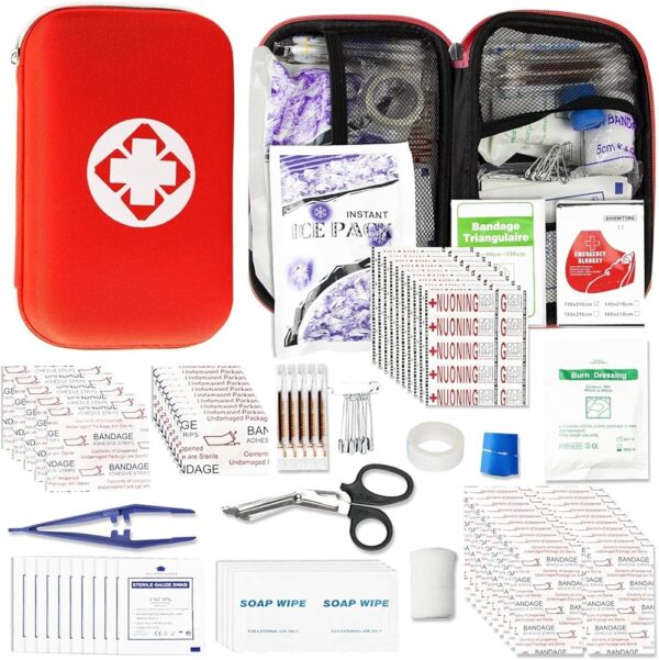 First Aid Kit for Home Hiking Camping Outdoor Sport, 275 Pieces Survival Supplies Emergency Kit, Mini Gear Bag with Basic First-aid Essentials for Emergency Cases angel wish