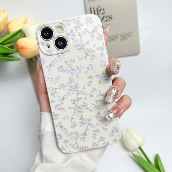 Floral Case for iPhone 13 Cute Flower Rose Pattern Aesthetic for iPhone 13 Case Vintage Girls Women,Oil Flowers Girly Trendy Slim Fit TPU Shockproof Protective Case, Beige