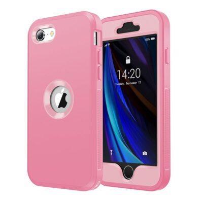 for iPhone SE Case 2022/2020,iPhone 8/7 [Shockproof] [Dropproof] [Dust-Proof] [Military Grade Drop Tested] with Non-Slip Removable Heavy Duty Full Body Phone Case 4.7 Inch-Pink