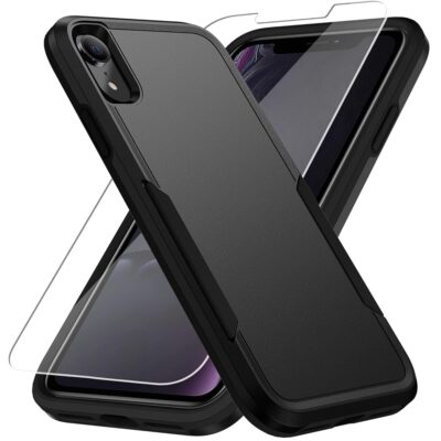 for iPhone xr Phone case, iPhone XR Case with HD Screen Protector [Military Grade Drop Tested] Heavy-Duty Tough Rugged Shockproof Protective Case for iPhone XR, Black