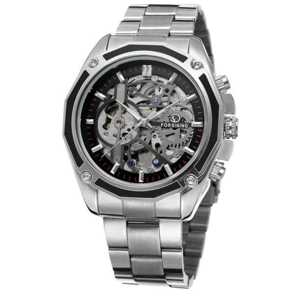 FORSINING Men's Branded Automatic Chinese Movt Stainless Steel Bracelet Unique Watch Clock