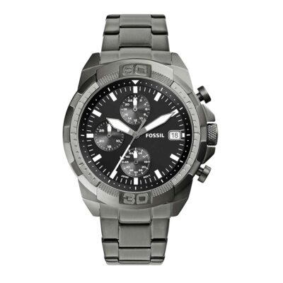 Fossil Bronson Men’s Watch with Stainless Steel Bracelet or Genuine Leather Band, Chronograph or Three-Hand Analog Display