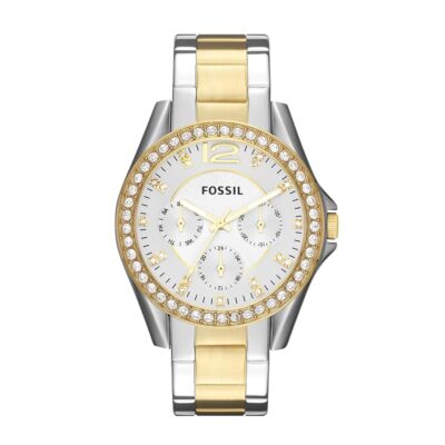 Fossil Riley Women’s Watch with Crystal Accents and Stainless Steel Bracelet Band