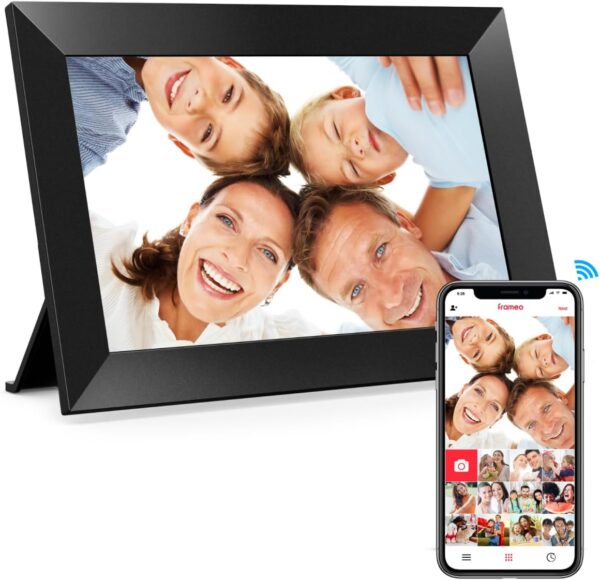 Frameo 10.1 Inch WiFi Digital Picture Frame, 1280x800 HD IPS Touch Screen Photo Frame Electronic, 32GB Memory, Auto-Rotate, Wall Mountable, Share Photos/Videos Instantly via...