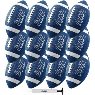 Franklin Sports Youth Footballs – Junior + Pee Wee Kids Footballs – All-Weather Synthetic Leather Outdoor Footballs – Extra Grip 1000 Footballs for Kids – 1 Packs + 12 Football…