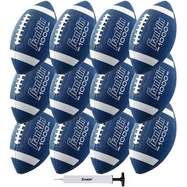 Franklin Sports Youth Footballs - Junior + Pee Wee Kids Footballs - All-Weather Synthetic Leather Outdoor Footballs - Extra Grip 1000 Footballs for Kids - 1 Packs + 12 Football...