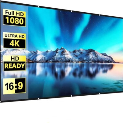 FUDONI Projector Screen 100 inch, Double Sided Outdoor Movie Screen 16:9 Foldable Washable, Portable Projector Screen Outdoor Indoor Projection Screen for Home Theater Camping…