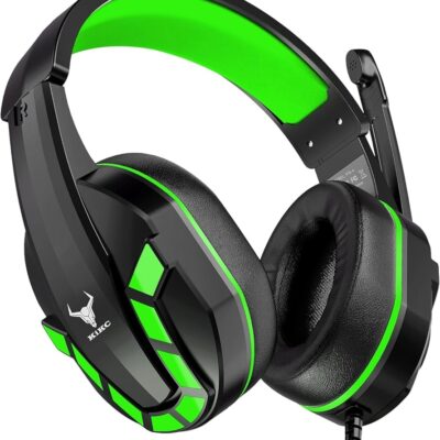 Gaming Headset with Mic for PS4, Xbox One, PS5, PC, Mobile Phone and Notebook, Controllable Volume Gaming Headphones with Soft Earmuffs for Kid