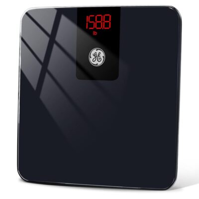 GE Digital Smart Bathroom Scale – Accurate Bluetooth Body Weight and BMI – Electronic Black Scale, 400lb Capacity