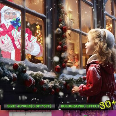 Gift Christmas and New Year’s Holographic Rear Projection Screen and USB Drive Kit, Holographic Christmas Delights,Holiday Ambiance at Your Window – Create Holiday Wonders Gift…