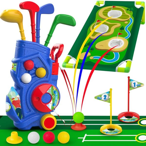 GMAOPHY Toddler Golf Club Set with Golf Board, Indoor Outdoor Sports Toys for Boys Ages 1 2 3 4 5 Year Old, Gifts for Kids Birthday Christmas Easter