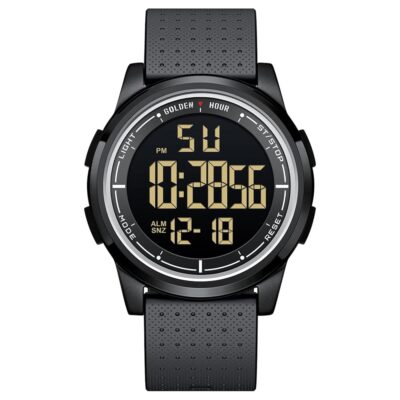 GOLDEN HOUR Ultra-Thin Minimalist Sports Waterproof Digital Watches Men with Wide-Angle Display Rubber Strap Wrist Watch for Men Women