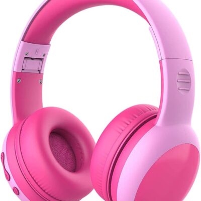 gorsun Kids Bluetooth Headphones with Microphone,Toddler Wireless Headsets with 85dB Volume Limited Hearing Protection,Stereo Over-Ear Headphones for Boys and Girls (Pink)