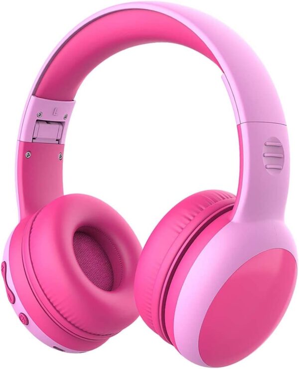 gorsun Kids Bluetooth Headphones with Microphone,Toddler Wireless Headsets with 85dB Volume Limited Hearing Protection,Stereo Over-Ear Headphones for Boys and Girls (Pink)