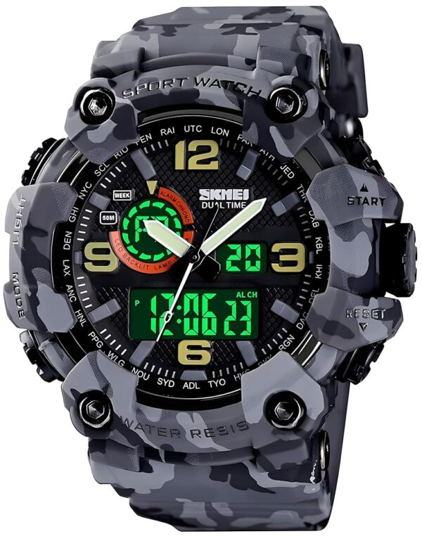 Gosasa Men's Large Face Outdoor Sports Watches Military S-Shock Watch Waterproof, Backlight, Alarm, Stopwatch Features - Rugged Wristwatch for Training, Hiking, and Adventure