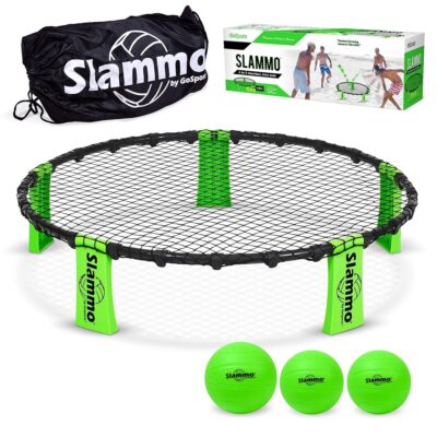 GoSports Slammo Game Set (Includes 3 Balls, Carrying Case and Rules) – Outdoor Lawn, Beach & Tailgating Roundnet Game for Kids, Teens & Adults