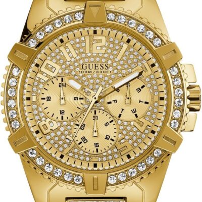 GUESS Stainless Steel Gold-Tone Crystal Embellished Bracelet Watch