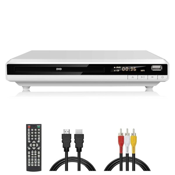 HD DVD Player for TV, Region-Free DVD CD Player for Home with HDMI/RCA Output USB Input, Plays All Regions & Formats, 1080P HD Compact DVD Player for Family Movies with Remote...