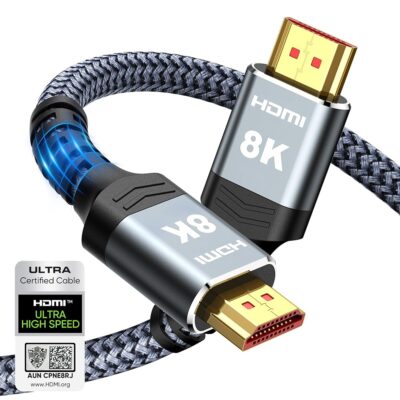 Highwings 8K 10K 4K HDMI Cable 48Gbps 6.6FT/2M, Certified Ultra High Speed HDMI Cable Braided Cord-4K@120Hz 8K@60Hz, DTS:X, HDCP 2.2 & 2.3, HDR 10 Compatible with Roku…