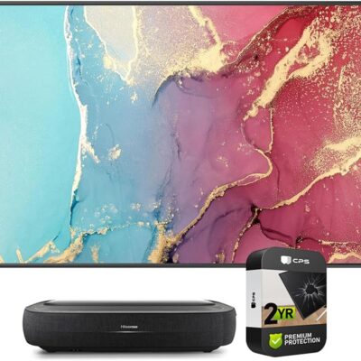 Hisense 100L5H-DLT100C L5H 2700-Lumen UHD 4K UST Laser Smart Home Projector with 100in ALR Screen (Renewed) Bundle with 2 YR CPS Enhanced Protection Pack