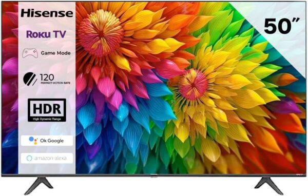 Hisense 50 Inch R Series Class 4K Ultra HD 2160P LED Smart Roku TV with HDR Game Mode Works with Google Assistant and Alexa (Refurbished)