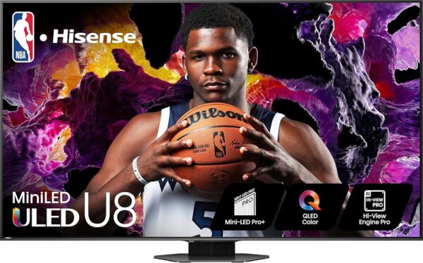 Hisense 85-Inch Class U8 Series Mini-LED ULED 4K UHD Google Smart TV (85U8N, 2024 Model) - QLED, Native 144Hz, Full Array Local Dimming, Game Mode Pro, Alexa Compatibility