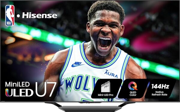 Hisense U7 Series 55U7N 55 Inches ULED 4K Smart TV | Mini-LED | QLED | 1500 Nits | 144Hz | Motion Rate 480 | Dolby Vision HDR 10+ | Dolby Atmos | Full Array Local Dimming | 2.1...