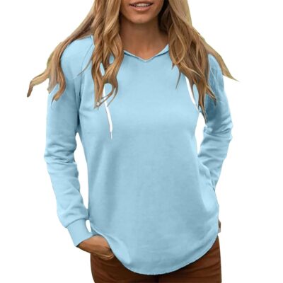 Hoodies for Women Trendy V Neck Sweatshirts Long Sleeve Athletic Shirts Ladies Fall Winter Casual Loose Fit Pullover