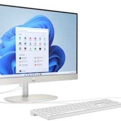 HP 23.8 inch All-in-One Desktop PC, FHD Display, Intel Core i3-N300, 8 GB RAM, 256 GB SSD, Intel UHD Graphics, Windows 11 Home, 24-cr0030 (2023), Shell White