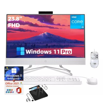 HP 23.8-inch All-in-One Desktop PC – with 8 in 1 Optical Drive • Windows 11 Pro & 2021 Office Lifetime • FHD Display • 16GB RAM • 512GB SSD • Intel i3 Dual-core Processor •…