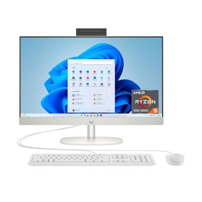 HP 24 inch All-in-One Desktop PC, FHD Display, AMD Ryzen 5 7520U, 8 GB RAM, 256 GB SSD, AMD Radeon Graphics, Windows 11 Home, 24-cr0002 (2024)